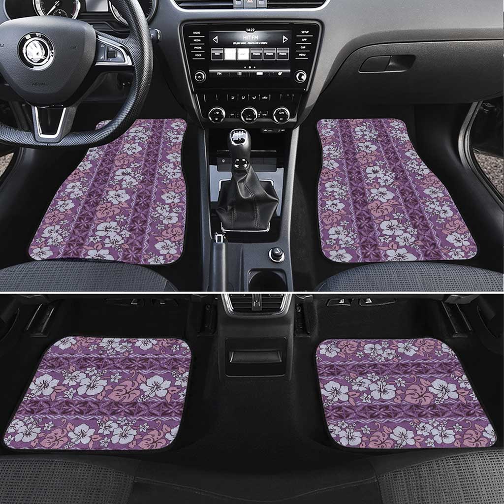 Hawaii Vintage Violet Hibiscus Tapa Pattern Car Mats