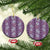 Hawaii Vintage Violet Hibiscus Tapa Pattern Ceramic Ornament