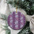 Hawaii Vintage Violet Hibiscus Tapa Pattern Ceramic Ornament