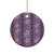 Hawaii Vintage Violet Hibiscus Tapa Pattern Ceramic Ornament