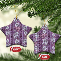 Hawaii Vintage Violet Hibiscus Tapa Pattern Ceramic Ornament LT05 Star Violet - Polynesian Pride