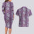 Hawaii Vintage Violet Hibiscus Tapa Pattern Couples Matching Long Sleeve Bodycon Dress and Hawaiian Shirt