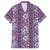 Hawaii Vintage Violet Hibiscus Tapa Pattern Family Matching Off The Shoulder Long Sleeve Dress and Hawaiian Shirt