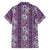 Hawaii Vintage Violet Hibiscus Tapa Pattern Family Matching Off The Shoulder Long Sleeve Dress and Hawaiian Shirt