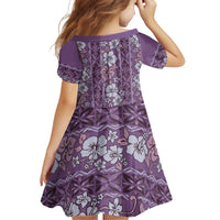 Hawaii Vintage Violet Hibiscus Tapa Pattern Family Matching Puletasi and Hawaiian Shirt LT05 - Polynesian Pride