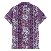 Hawaii Vintage Violet Hibiscus Tapa Pattern Family Matching Puletasi and Hawaiian Shirt LT05 - Polynesian Pride
