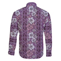 Hawaii Vintage Violet Hibiscus Tapa Pattern Family Matching Puletasi and Hawaiian Shirt LT05 - Polynesian Pride