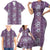 Hawaii Vintage Violet Hibiscus Tapa Pattern Family Matching Short Sleeve Bodycon Dress and Hawaiian Shirt