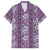 Hawaii Vintage Violet Hibiscus Tapa Pattern Family Matching Short Sleeve Bodycon Dress and Hawaiian Shirt