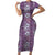 Hawaii Vintage Violet Hibiscus Tapa Pattern Family Matching Short Sleeve Bodycon Dress and Hawaiian Shirt