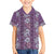 Hawaii Vintage Violet Hibiscus Tapa Pattern Family Matching Short Sleeve Bodycon Dress and Hawaiian Shirt