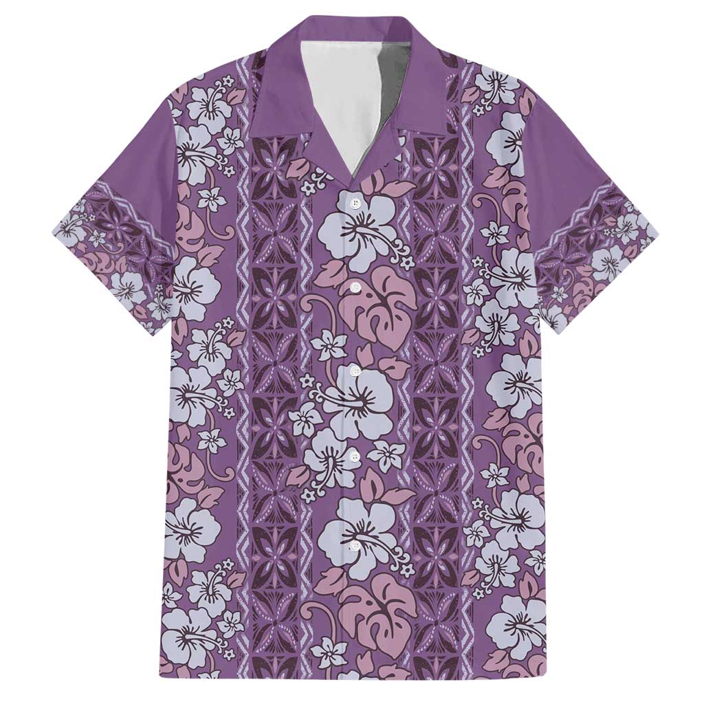 Hawaii Vintage Violet Hibiscus Tapa Pattern Hawaiian Shirt LT05 Violet - Polynesian Pride
