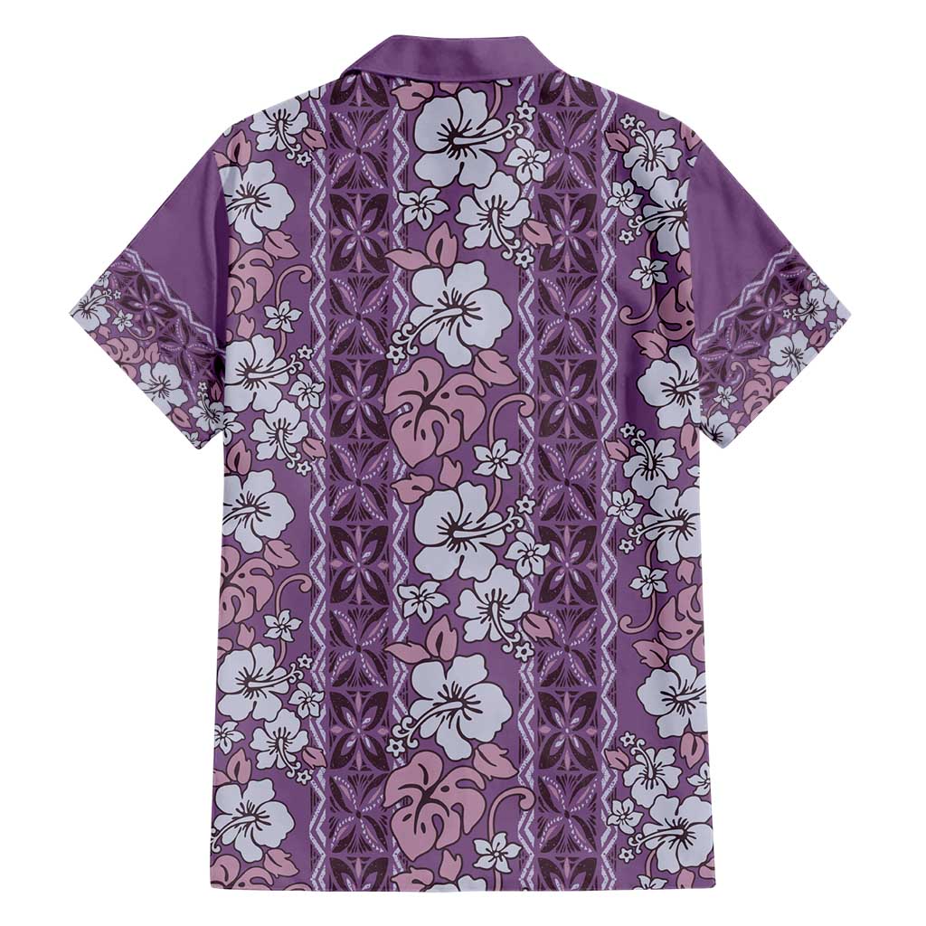 Hawaii Vintage Violet Hibiscus Tapa Pattern Hawaiian Shirt LT05 - Polynesian Pride
