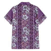 Hawaii Vintage Violet Hibiscus Tapa Pattern Hawaiian Shirt LT05 - Polynesian Pride