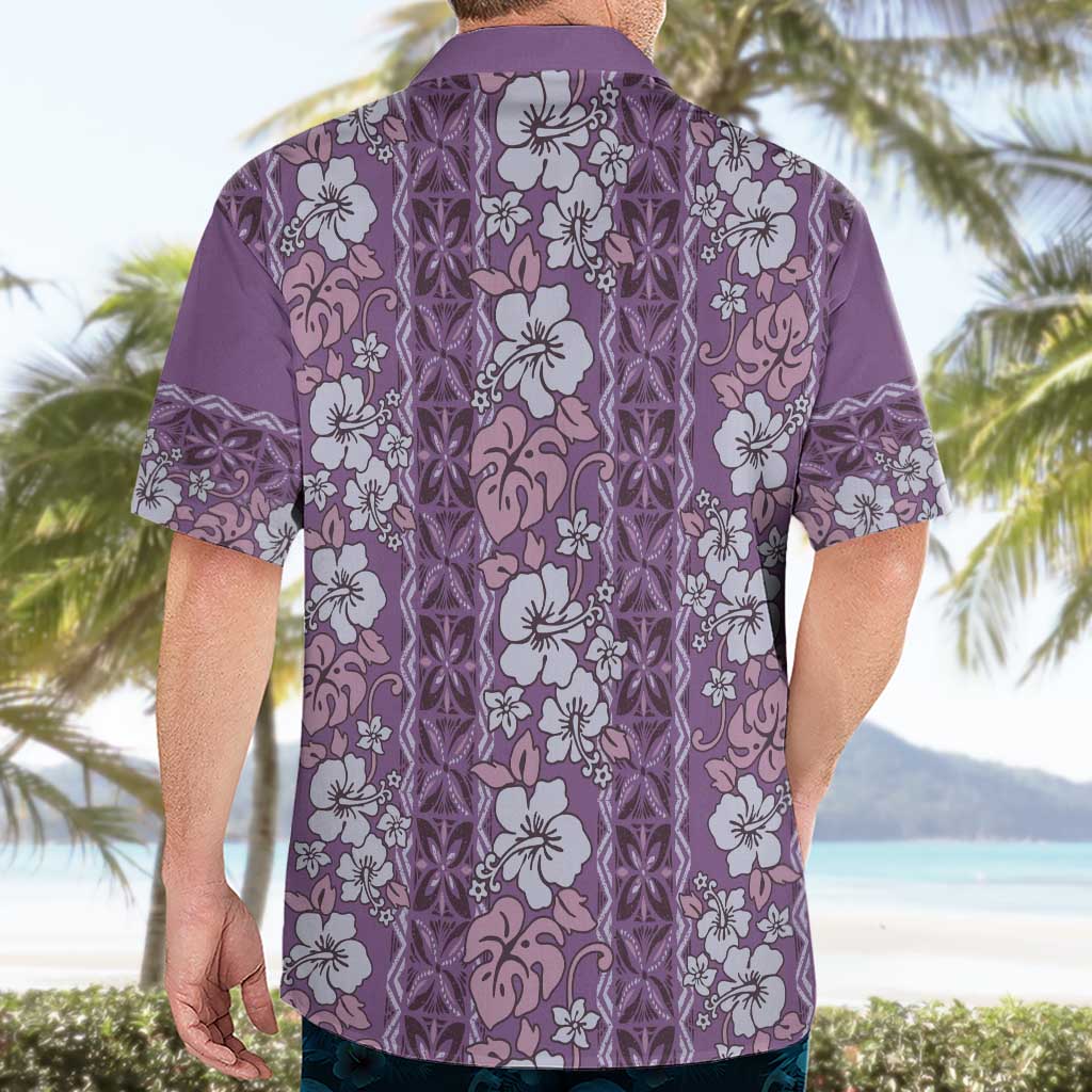 Hawaii Vintage Violet Hibiscus Tapa Pattern Hawaiian Shirt LT05 - Polynesian Pride