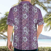 Hawaii Vintage Violet Hibiscus Tapa Pattern Hawaiian Shirt LT05 - Polynesian Pride