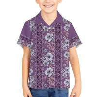 Hawaii Vintage Violet Hibiscus Tapa Pattern Hawaiian Shirt LT05 - Polynesian Pride