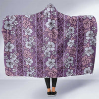Hawaii Vintage Violet Hibiscus Tapa Pattern Hooded Blanket LT05 One Size Violet - Polynesian Pride
