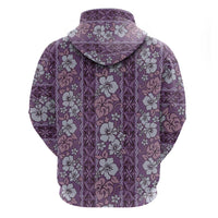 Hawaii Vintage Violet Hibiscus Tapa Pattern Hoodie