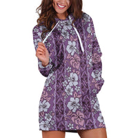 Hawaii Vintage Violet Hibiscus Tapa Pattern Hoodie Dress LT05 Violet - Polynesian Pride