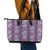 Hawaii Vintage Violet Hibiscus Tapa Pattern Leather Tote Bag