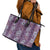 Hawaii Vintage Violet Hibiscus Tapa Pattern Leather Tote Bag