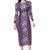 Hawaii Vintage Violet Hibiscus Tapa Pattern Long Sleeve Bodycon Dress