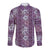 Hawaii Vintage Violet Hibiscus Tapa Pattern Long Sleeve Button Shirt