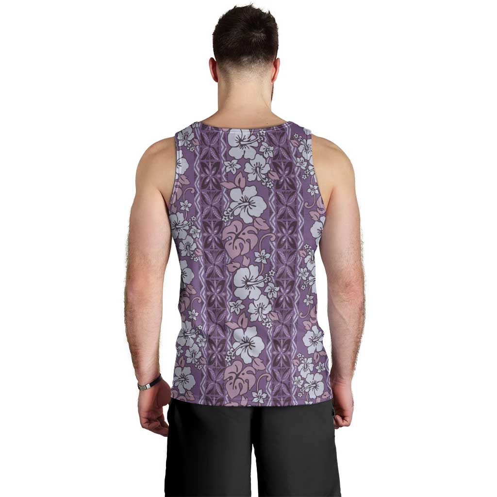 Hawaii Vintage Violet Hibiscus Tapa Pattern Men Tank Top LT05 - Polynesian Pride