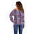 Hawaii Vintage Violet Hibiscus Tapa Pattern Off Shoulder Sweater