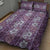 Hawaii Vintage Violet Hibiscus Tapa Pattern Quilt Bed Set