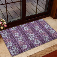 Hawaii Vintage Violet Hibiscus Tapa Pattern Rubber Doormat LT05 - Polynesian Pride