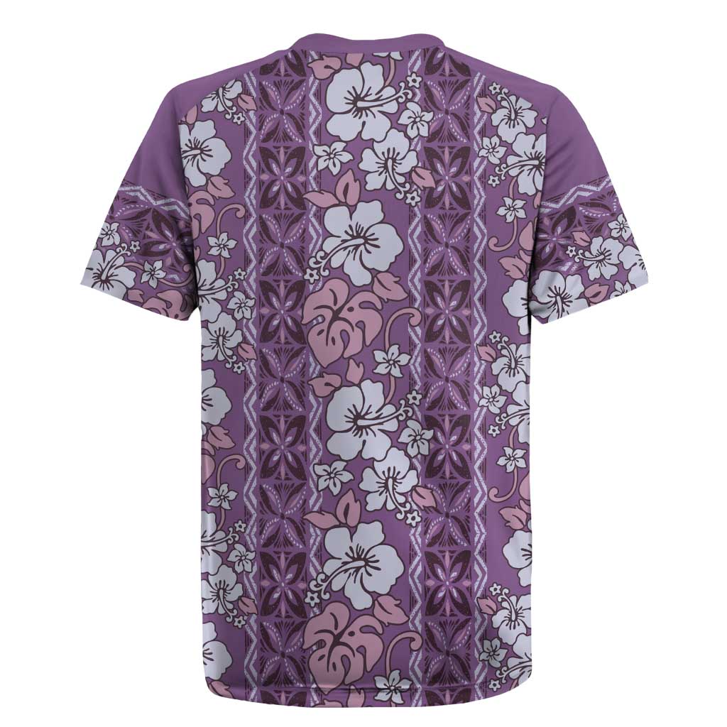 Hawaii Vintage Violet Hibiscus Tapa Pattern Rugby Jersey LT05 - Polynesian Pride