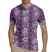 Hawaii Vintage Violet Hibiscus Tapa Pattern Rugby Jersey LT05 - Polynesian Pride