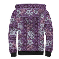 Hawaii Vintage Violet Hibiscus Tapa Pattern Sherpa Hoodie LT05 - Polynesian Pride