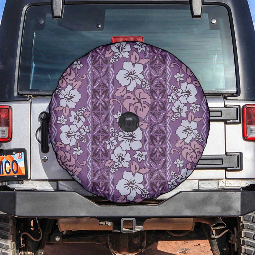 Hawaii Vintage Violet Hibiscus Tapa Pattern Spare Tire Cover LT05 Violet - Polynesian Pride