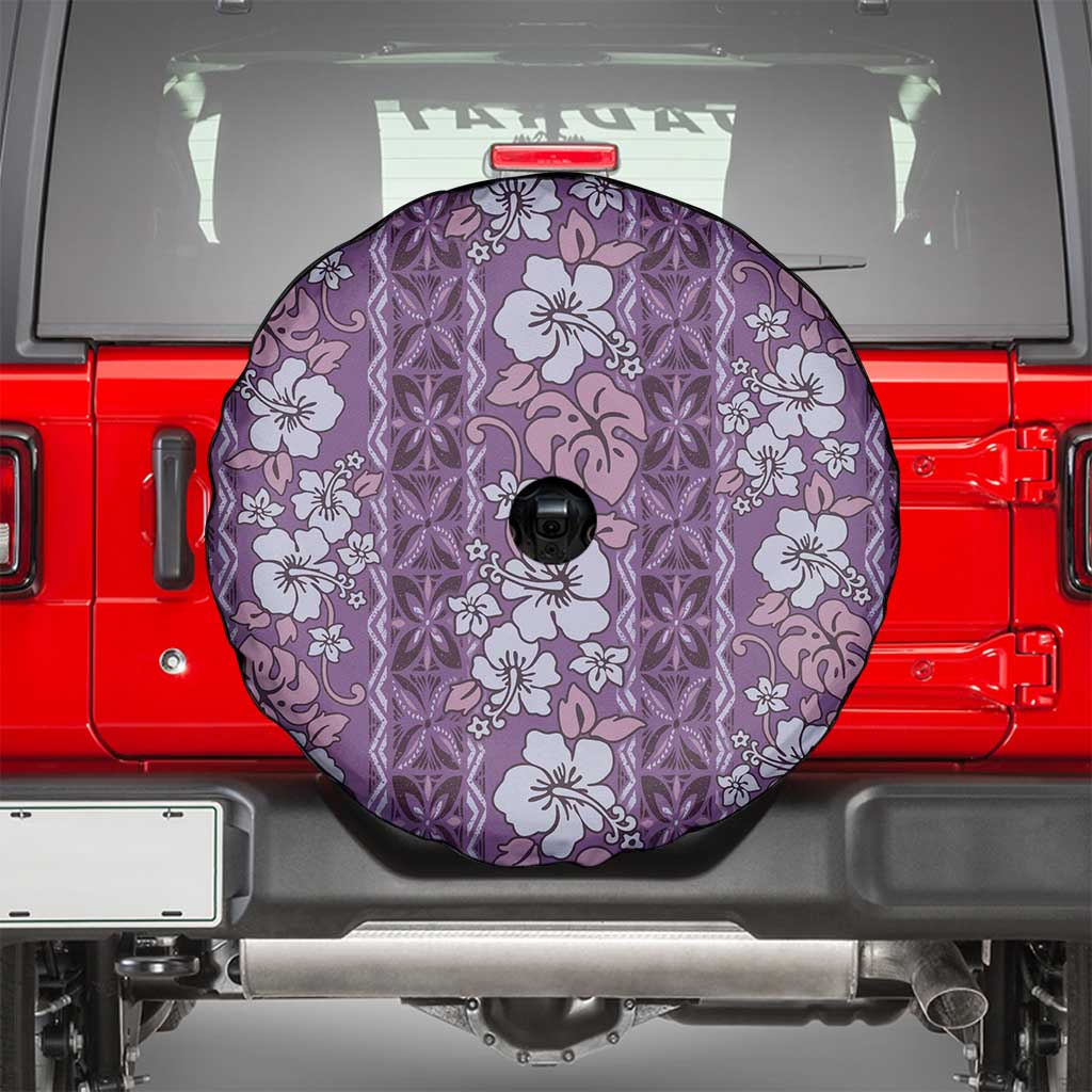 Hawaii Vintage Violet Hibiscus Tapa Pattern Spare Tire Cover LT05 - Polynesian Pride