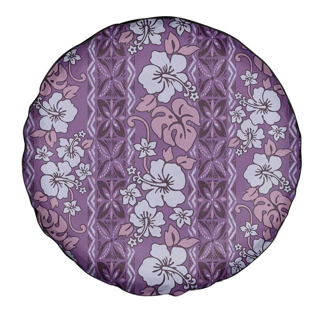 Hawaii Vintage Violet Hibiscus Tapa Pattern Spare Tire Cover LT05 - Polynesian Pride