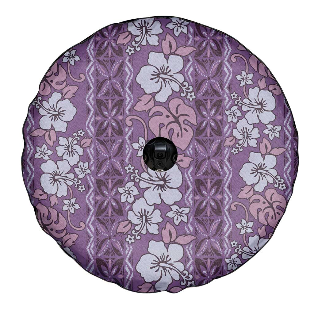 Hawaii Vintage Violet Hibiscus Tapa Pattern Spare Tire Cover LT05 - Polynesian Pride