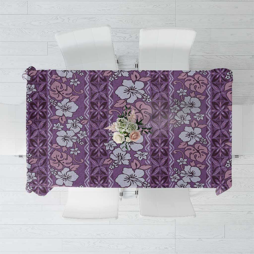 Hawaii Vintage Violet Hibiscus Tapa Pattern Tablecloth LT05 Violet - Polynesian Pride