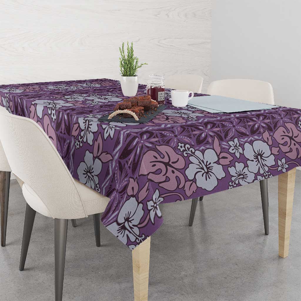 Hawaii Vintage Violet Hibiscus Tapa Pattern Tablecloth LT05 - Polynesian Pride