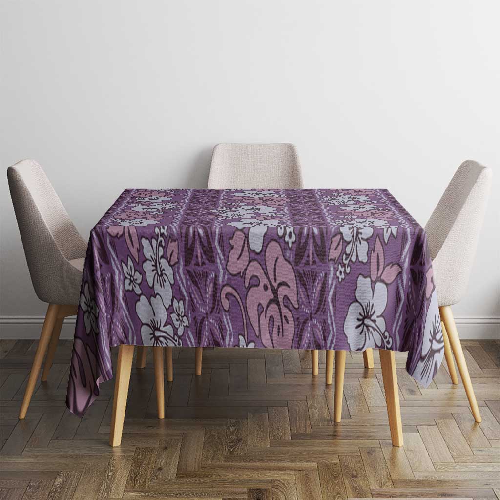 Hawaii Vintage Violet Hibiscus Tapa Pattern Tablecloth LT05 - Polynesian Pride