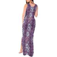 Hawaii Vintage Violet Hibiscus Tapa Pattern Tank Maxi Dress LT05 - Polynesian Pride