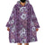 Hawaii Vintage Violet Hibiscus Tapa Pattern Wearable Blanket Hoodie