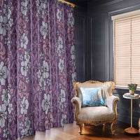 Hawaii Vintage Violet Hibiscus Tapa Pattern Window Curtain LT05 - Polynesian Pride