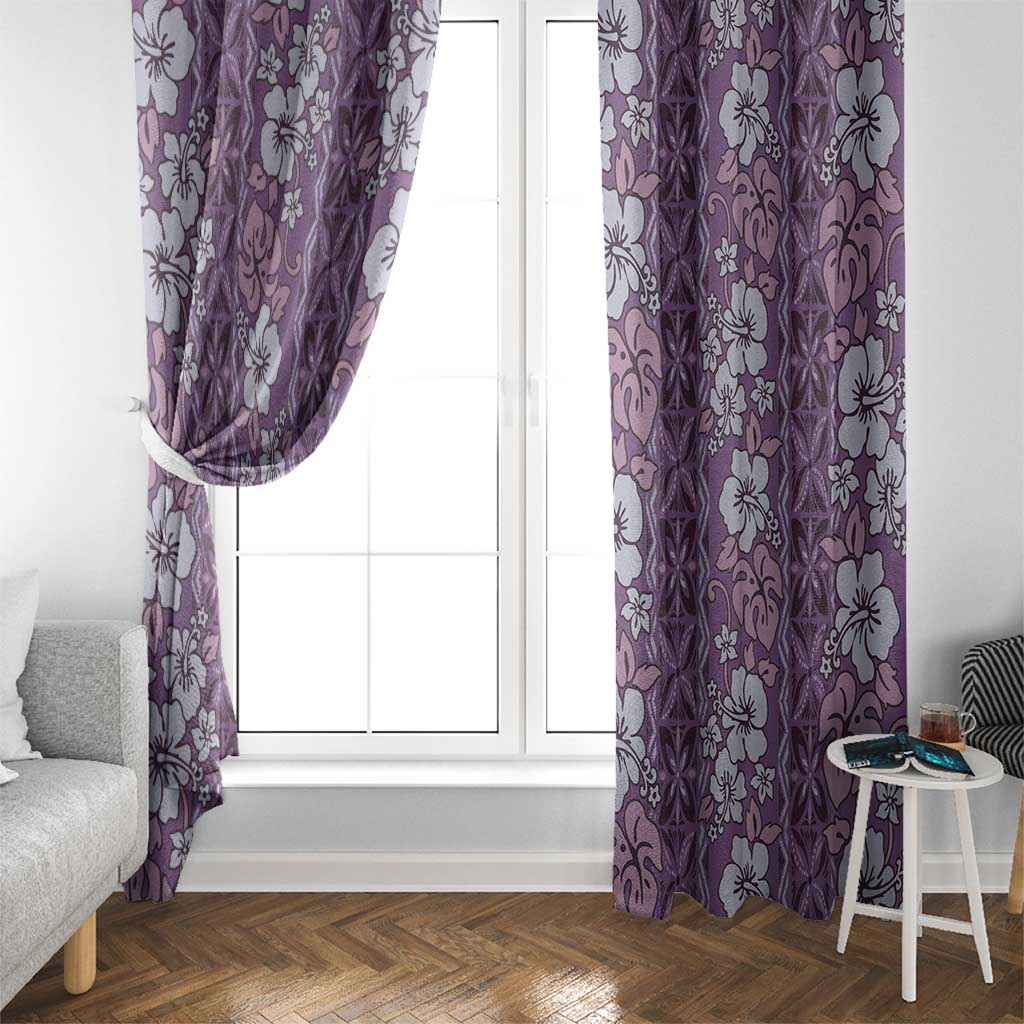 Hawaii Vintage Violet Hibiscus Tapa Pattern Window Curtain LT05 - Polynesian Pride