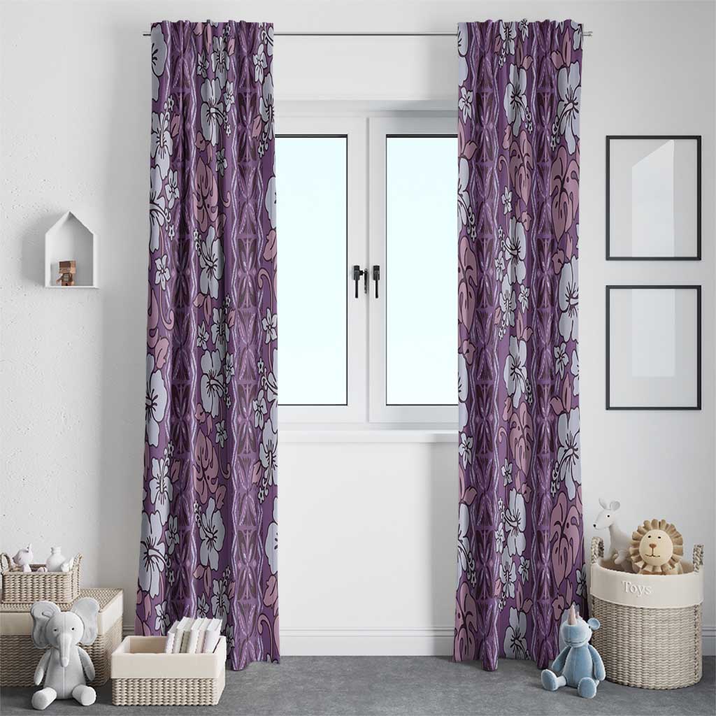 Hawaii Vintage Violet Hibiscus Tapa Pattern Window Curtain LT05 - Polynesian Pride