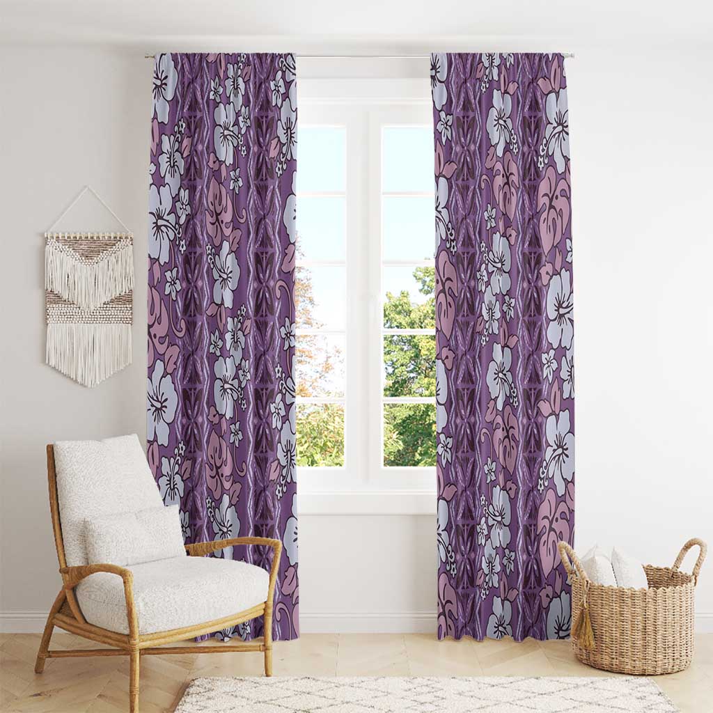 Hawaii Vintage Violet Hibiscus Tapa Pattern Window Curtain LT05 - Polynesian Pride