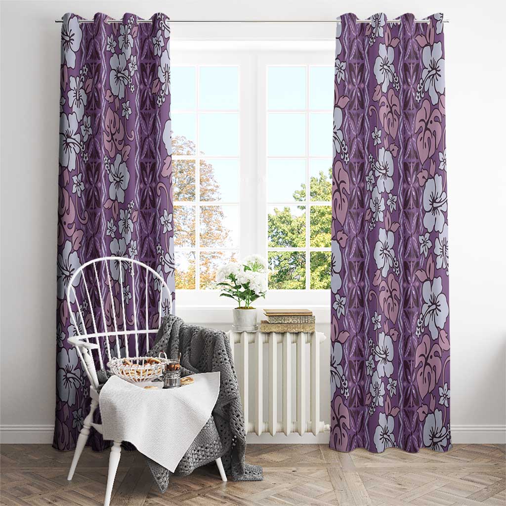 Hawaii Vintage Violet Hibiscus Tapa Pattern Window Curtain LT05 - Polynesian Pride