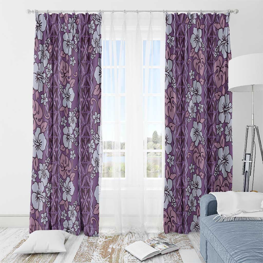 Hawaii Vintage Violet Hibiscus Tapa Pattern Window Curtain LT05 - Polynesian Pride